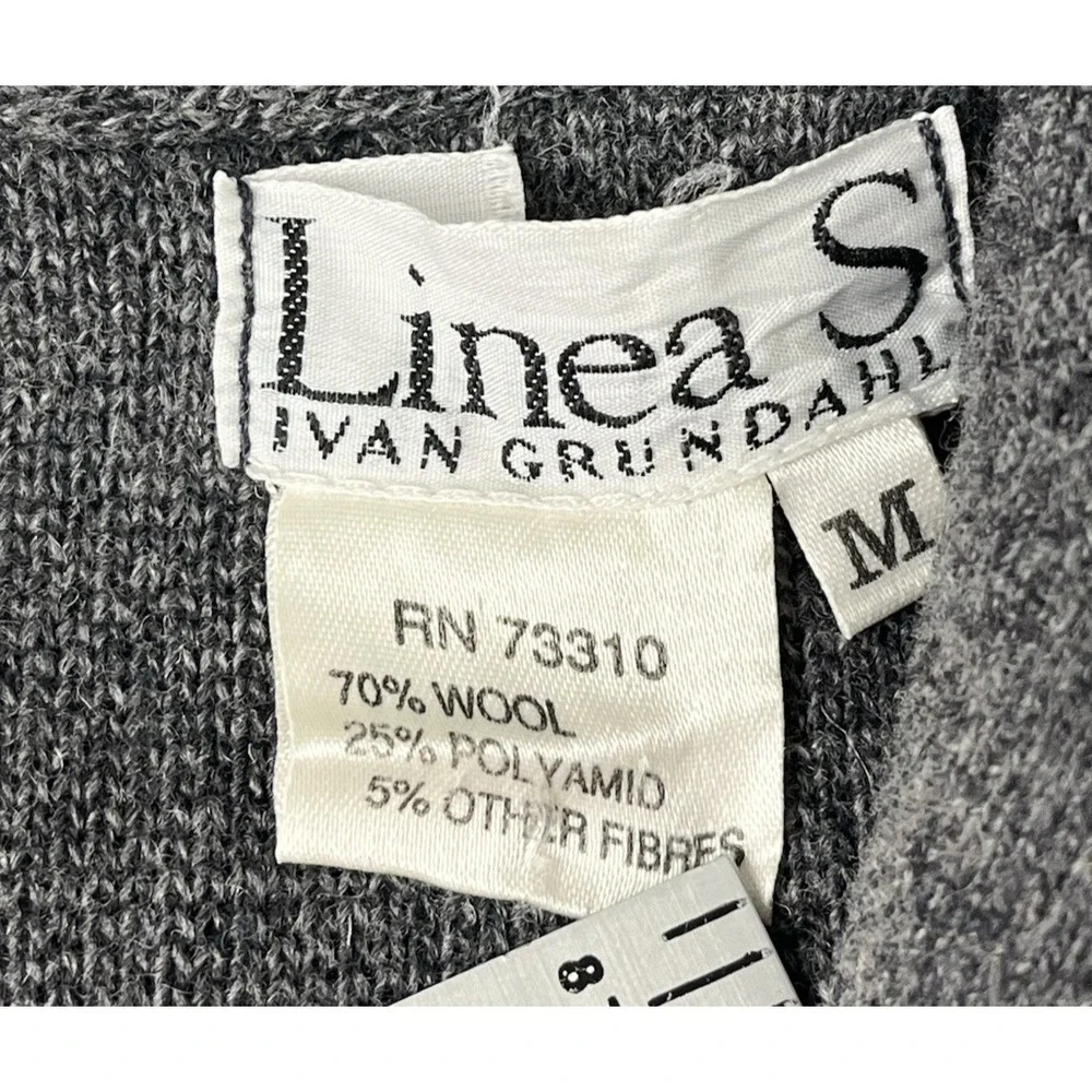 Ivan Grundahl Linea S Sweater Cardigan Medium Wool Tie Front Kimono Sleeve Boxy